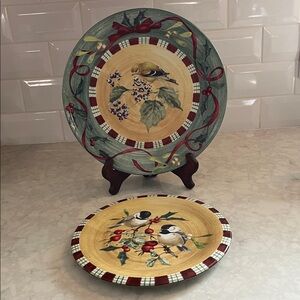Lenox Winter Greetings Everyday Chickadee and Goldfinch plates Catherine McClung